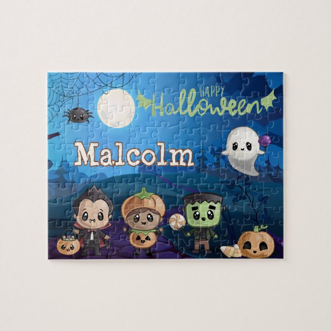 Personalisiertes Halloween-Monster-Kind-Puzzle Puzzle (Horizontal)