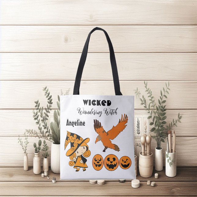 Personalisiertes Halloween Niedlich (Wicked Wandering Witch Personalized Halloween Cute Tote Bag)