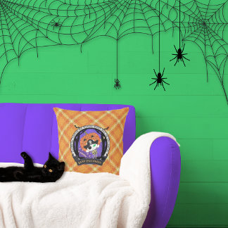 Personalisiertes Halloween Orange Karo Piratenskel Kissen