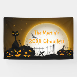 Personalisiertes Halloween-Party Banner Katzenpump