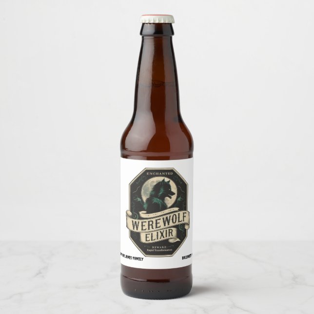 Personalisiertes Halloween-Party Beverage-Werewolv Bierflaschenetikett (Vorderseite)