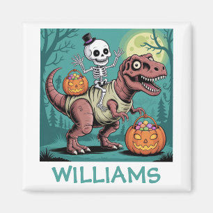 Personalisiertes Halloween-Skelett auf Dinosaurier Magnet