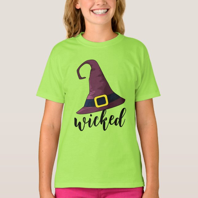 Personalisiertes Halloween, Spaß Hexenhut T-Shirt (Vorderseite)