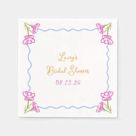 Personalisiertes handgezeichnetes Chic Floral Brau Serviette