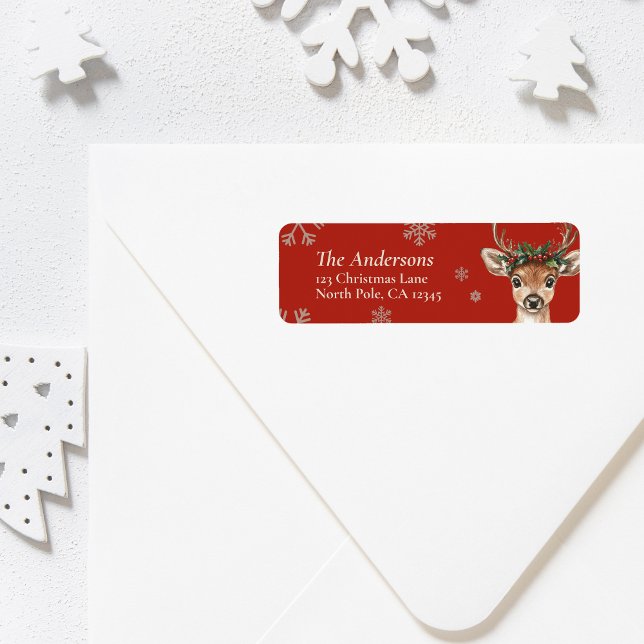 Personalisiertes Händlerrücksendesiegel (Personalized Deer Christmas Return Address Label)