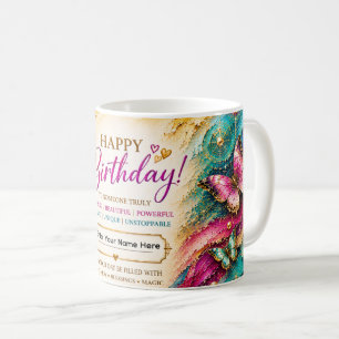 Personalisiertes Happy Birthday™ August-Geburtsblu Kaffeetasse