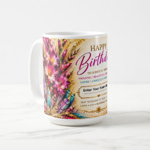 Personalisiertes Happy Birthday™ August-Geburtsblu Kaffeetasse