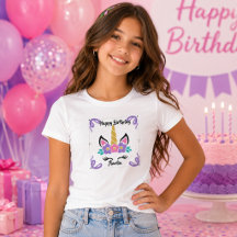 Personalisiertes Happy Birthday Einhorn Mädchen T-