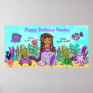 Personalisiertes Happy Birthday Meerjungfrau Poste Poster