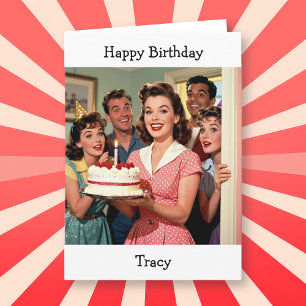 Personalisiertes Happy Birthday   Mid-Century Vint Karte