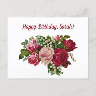 Personalisiertes Happy Birthday Vintage Retro Rose Postkarte