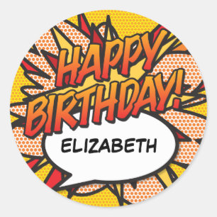 Personalisiertes HAPPY GEBURTSTAG Lustig Modern Runder Aufkleber