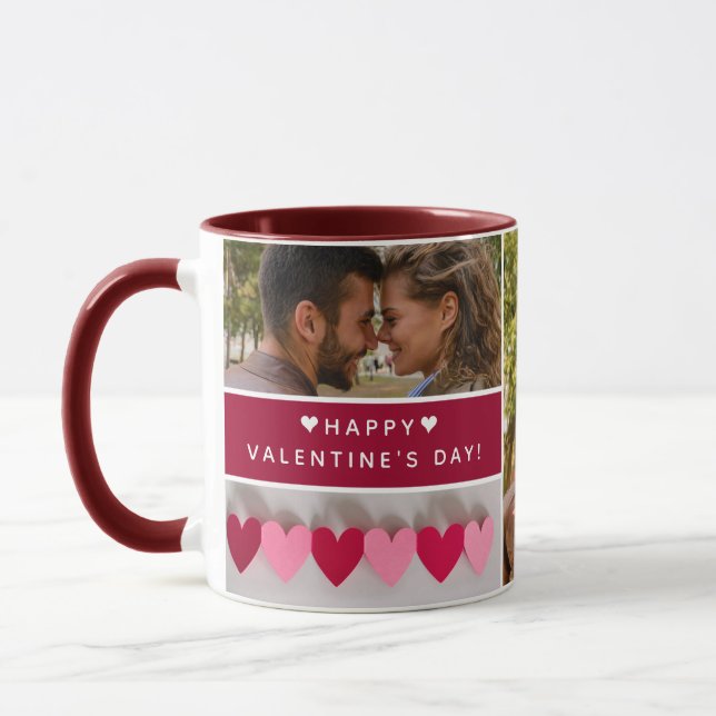 Personalisiertes Happy Valentinstag FotoCollage Tasse (Links)