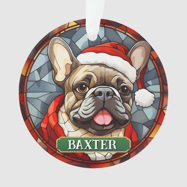Personalisiertes Hartglas Frenchie Xmas Ornament (Vorderseite)