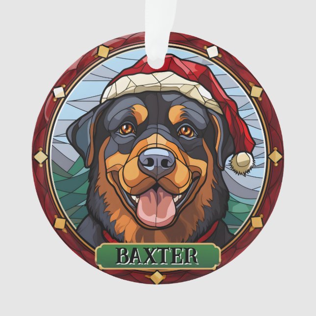 Personalisiertes Hartglas Rottweiler Ornament (Vorderseite)