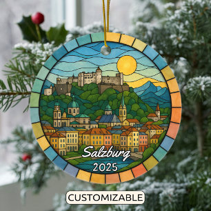 Personalisiertes Hartglas Salzburg, Österreich Keramik Ornament
