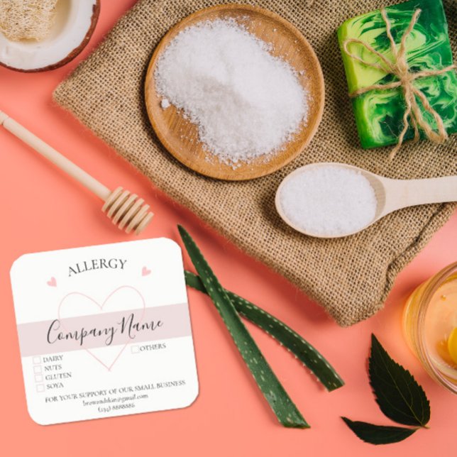 Personalisiertes hausgemachte ALLERGY-Label Quadratischer Aufkleber (Von Creator hochgeladen)