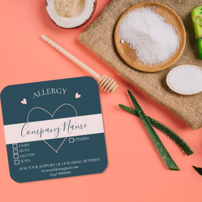 Personalisiertes hausgemachte ALLERGY-Label Quadratischer Aufkleber (Von Creator hochgeladen)