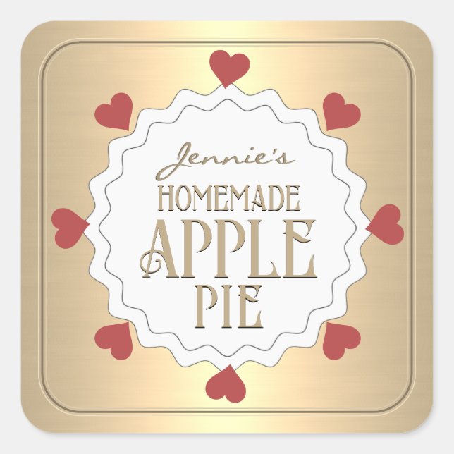 Personalisiertes hausgemachte Apple Pie Label mit  Quadratischer Aufkleber (Vorderseite)