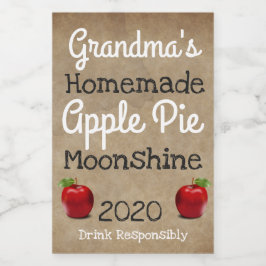 Personalisiertes, hausgemachte Apple Pie Moonshine Lebensmitteletikett