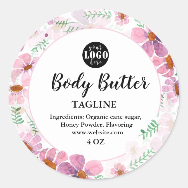 Personalisiertes, hausgemachte Blumenmuster Runder Aufkleber (Vorderseite)