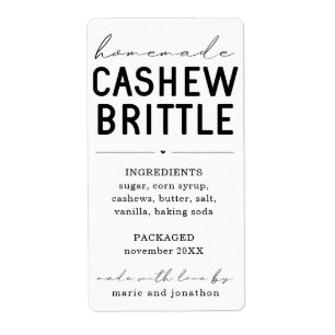 Personalisiertes, hausgemachte Cashew Brittle Labe