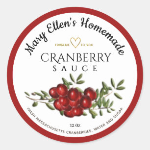 Personalisiertes, hausgemachte Cranberry Sauce-Lab Runder Aufkleber