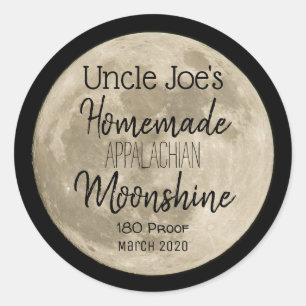Personalisiertes hausgemachte Moonshine-Label Runder Aufkleber