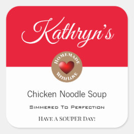 Personalisiertes hausgemachte Suppennahrungsmittel Quadratischer Aufkleber