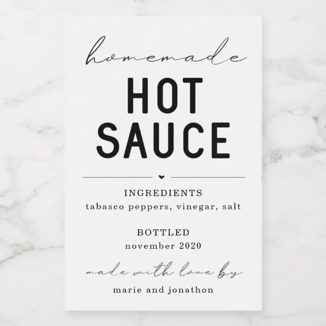 Personalisiertes hausgemachtes Hot-Sauce-Label Weinetikett (Einzelnes Label)