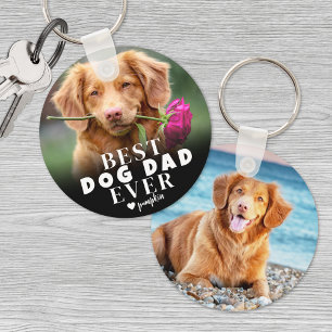 Personalisiertes Haustier Bester Hund Papa Foto Schlüsselanhänger