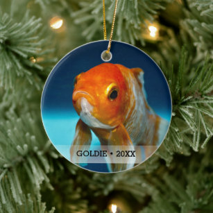 Personalisiertes Haustier Fisch Foto Name Weihnach Keramikornament