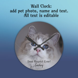 Personalisiertes Haustier Foto Best Ragdoll Clock  Runde Wanduhr