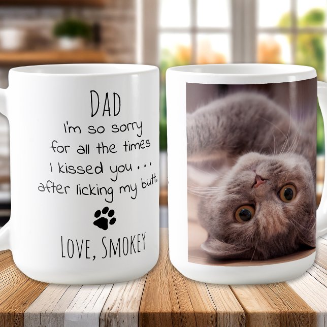 Personalisiertes Haustier Foto Funny Cat Vater Kaffeetasse (Von Creator hochgeladen)
