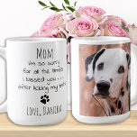 Personalisiertes Haustier Foto Funny Hund Mama Kaffeetasse<br><div class="desc">Überraschen Sie Ihre Lieblings-Hund-Mama diese Mütter, oder zum Geburtstag oder zu jedem Anlass mit dieser super niedlichen und lustigen Hund Mama Tasse . "Mama ... Es tut mir so leid für all die Male, die ich dich geküsst habe ... nachdem ich meinen Hintern leckt habe" macht ein perfektes Geschenk vom...</div>
