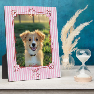 Personalisiertes Haustier-Foto mit Namen und rosa Fotoplatte