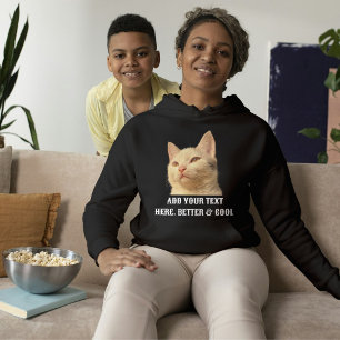 Personalisiertes Haustier-Foto Text Schwarz Weiß K Hoodie