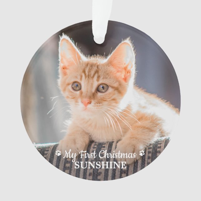 Personalisiertes Haustier Kitten Foto Katze Erste  Ornament (Vorderseite)