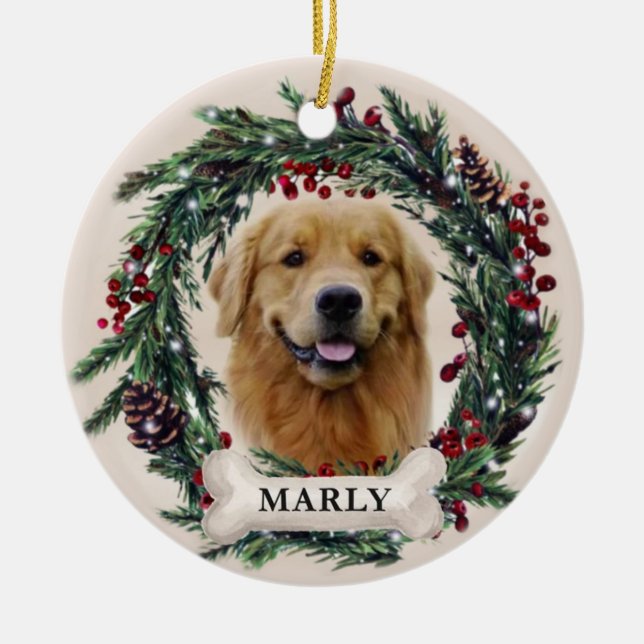 Personalisiertes Haustier-Ornament, Hundeweihnacht Keramik Ornament (Vorne)