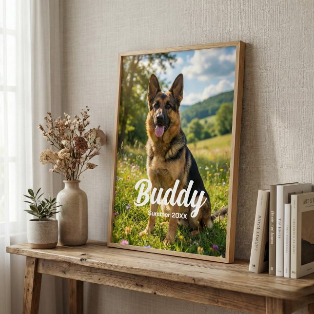 Personalisiertes Haustierfoto mit individuellem Na Poster (Your pet, your photo, your art.)