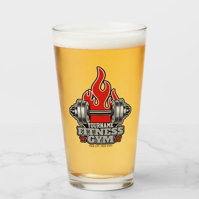 Personalisiertes Heften Dumbell Fitness Gym Glas (Vorne (Gefüllt))