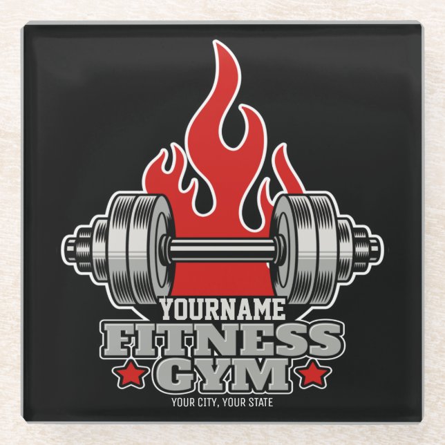 Personalisiertes Heften Dumbell Fitness Gym Glasuntersetzer (Vorderseite)