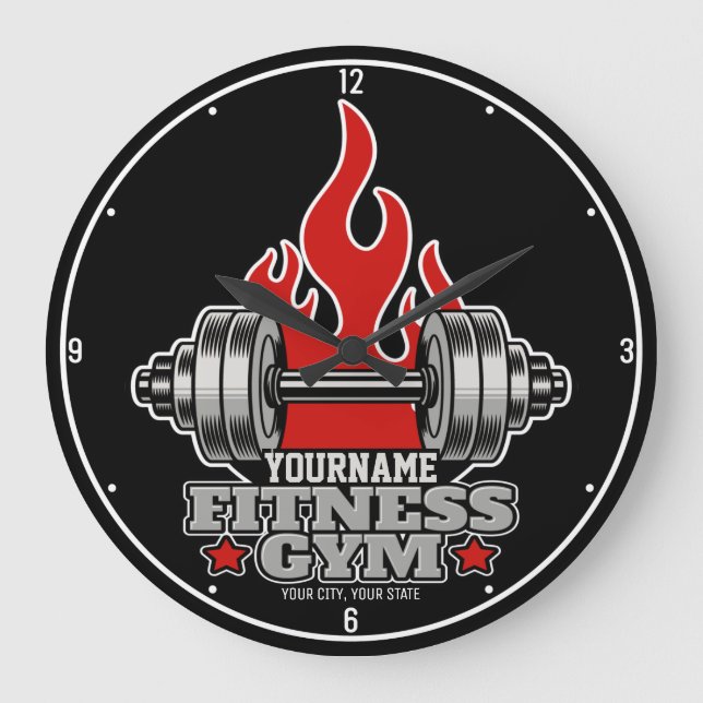 Personalisiertes Heften Dumbell Fitness Gym Große Wanduhr (Vorderseite)
