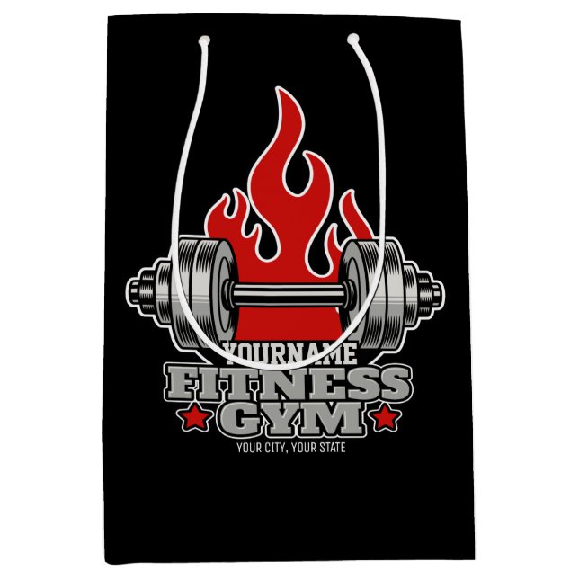 Personalisiertes Heften Dumbell Fitness Gym Mittlere Geschenktüte (Vorderseite)