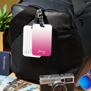 Personalisiertes heißes Fuchsia-Rosa und Weiß-Grad Gepäckanhänger