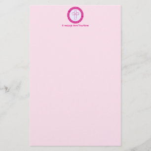 Personalisiertes heißrosa feminines christliches K Briefpapier