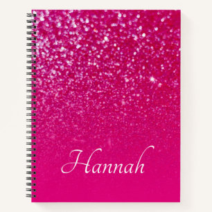Personalisiertes heißrosa Glitter Ombre Notizbuch
