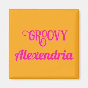 Personalisiertes Heißrosa und Orange Magnet