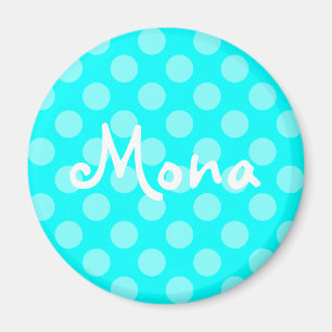 Personalisiertes Hell-Aqua-Polka-Punkt Magnet