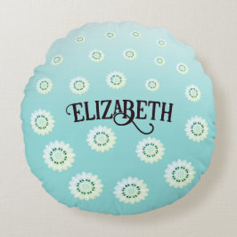 Personalisiertes hellblaues Blumenmuster Rundes Kissen